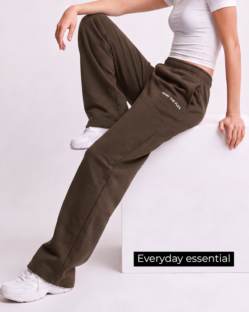 Brown essential cotton Pants For Women.