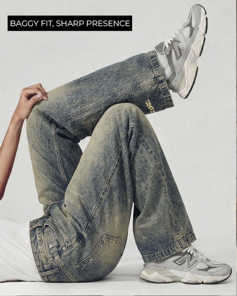 Burnt Blue Baggy Jeans