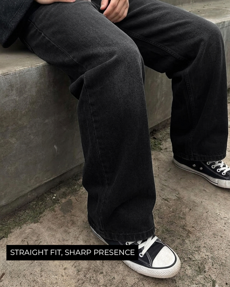 Charcoal Black Straight Cut Jeans