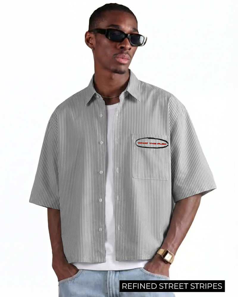 Classic Black Half Sleeves Striped Shirt