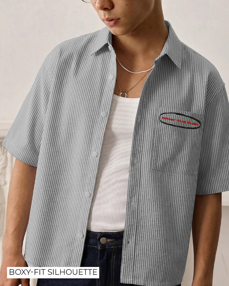 Classic Black Half Sleeves Striped Shirt