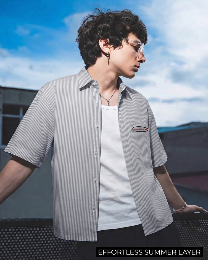 Classic Black Half Sleeves Striped Shirt