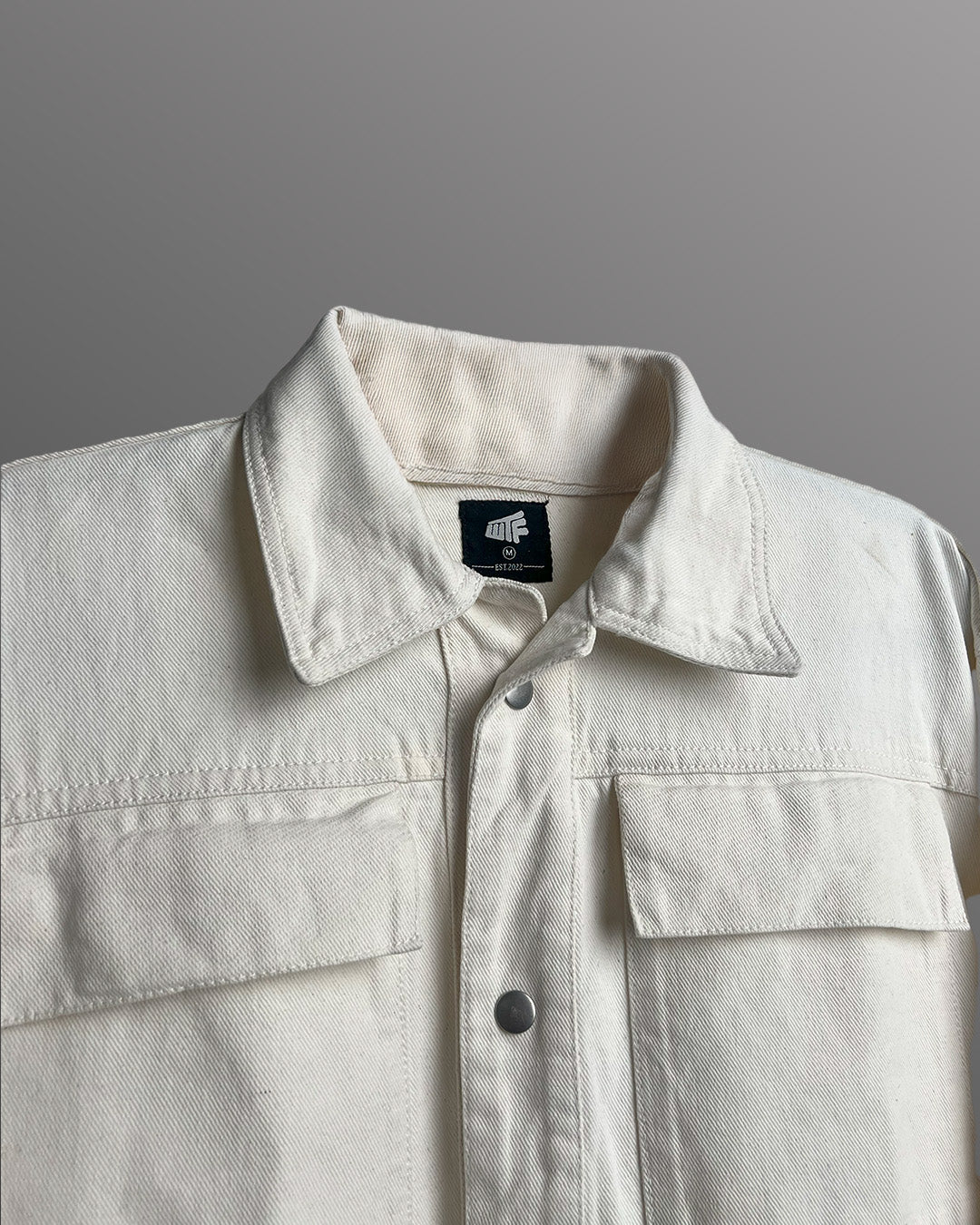 Cream Long Sleeve Stitched Denim Overshirt