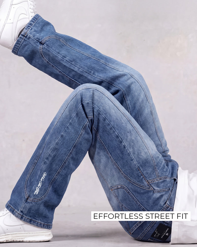 Cold Fade Pattern Straight Cut Jeans