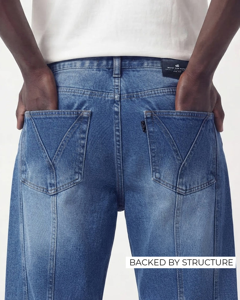 Cold Fade Pattern Straight Cut Jeans