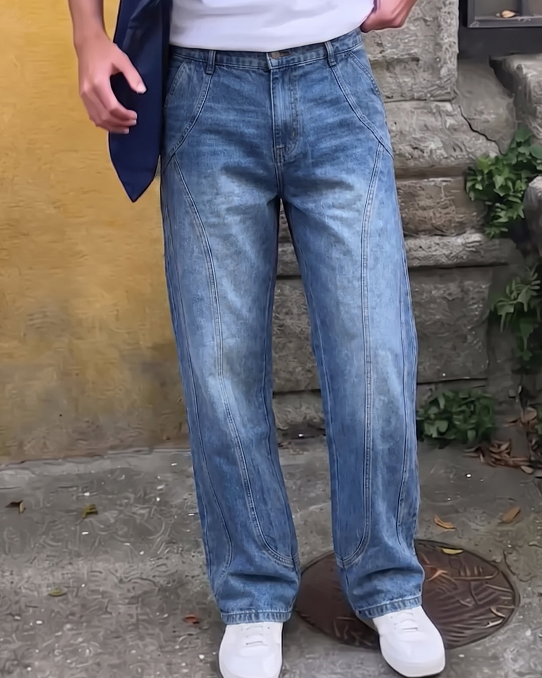 Cold Fade Pattern Straight Cut Jeans