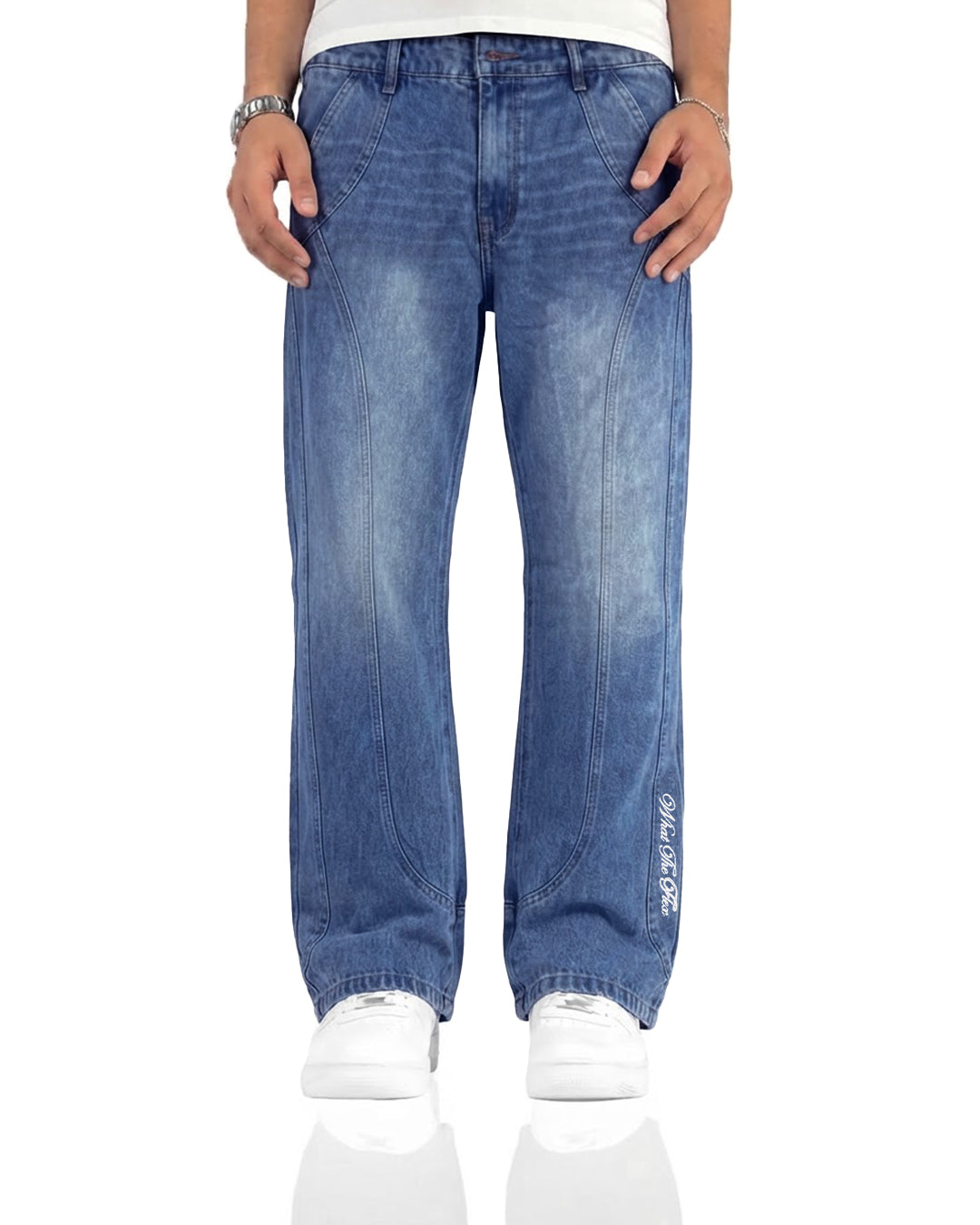 Cold Fade Pattern Straight Cut Jeans