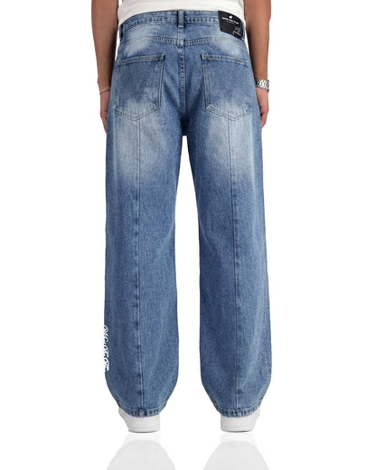 Cold Fade Pattern Straight Cut Jeans