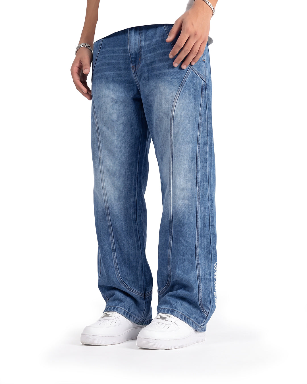 Cold Fade Pattern Straight Cut Jeans
