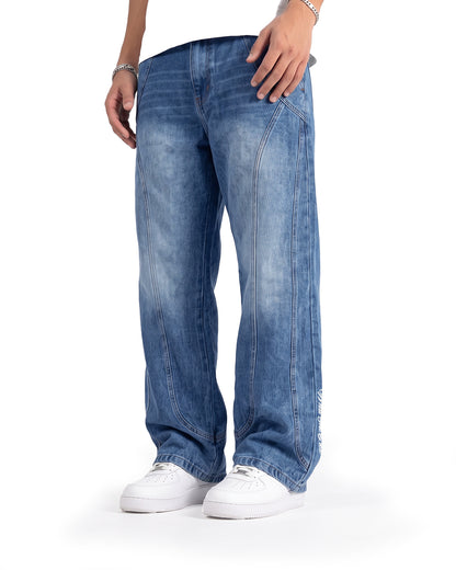Cold Fade Pattern Straight Cut Jeans