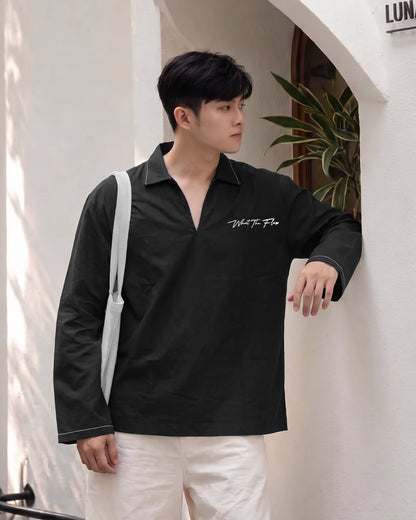 Death Oath Linen V-Neck Shirt