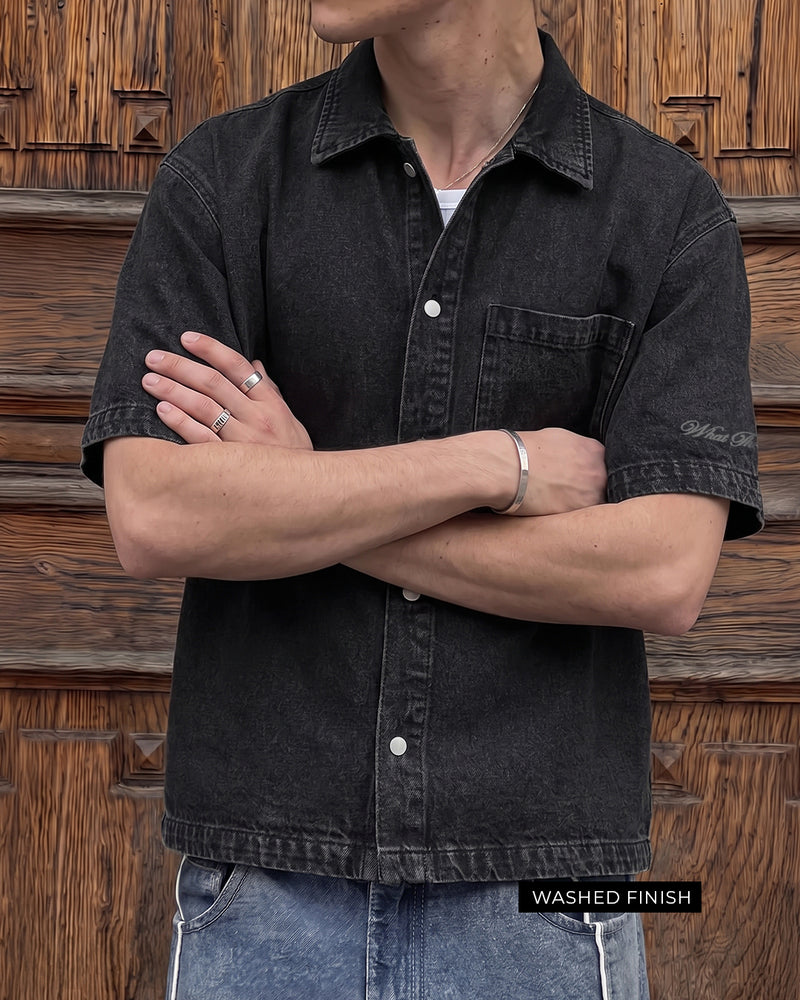Black Half Sleeve Denim Layer