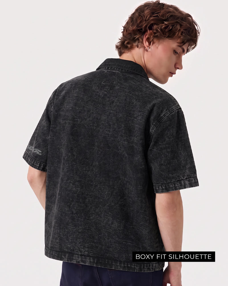 Black Half Sleeve Denim Layer