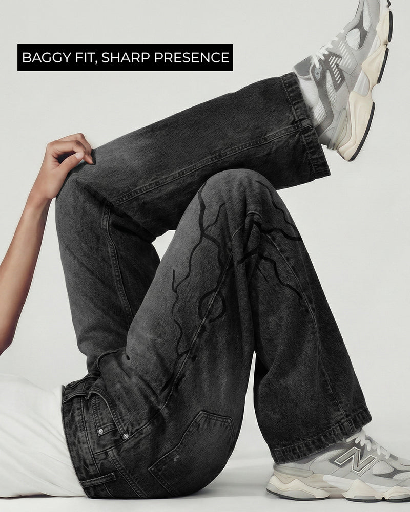 Electric Black Baggy Jeans
