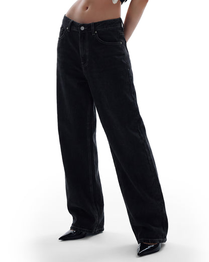 Midnight Black Baggy Jeans For Women.