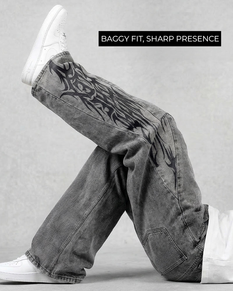 The Flex Symbol Grey Baggy Jeans