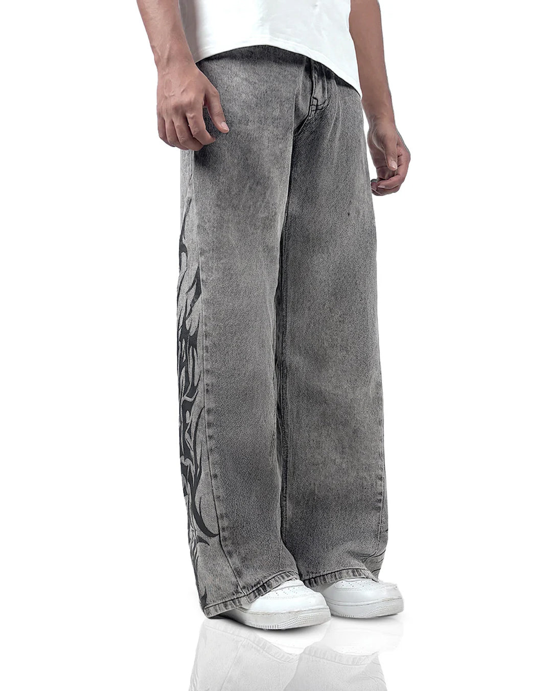 The Flex Symbol Grey Baggy Jeans