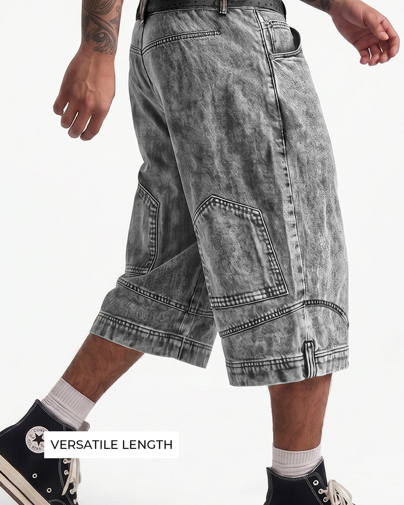 Flipped Grey Denim Jorts