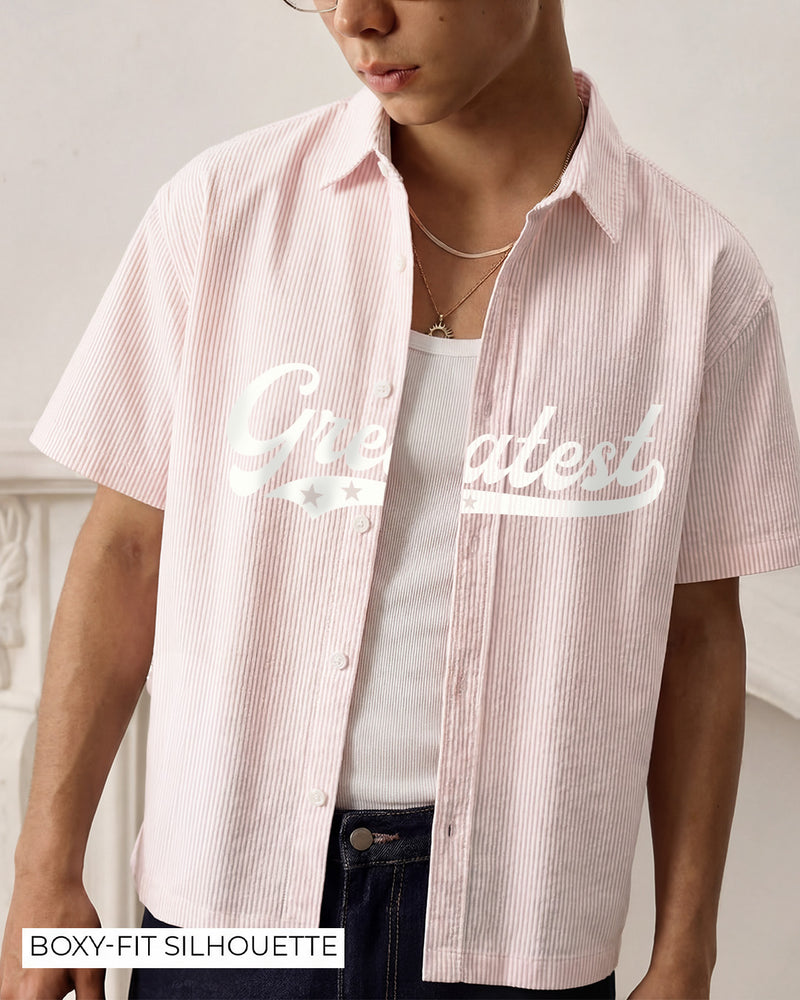 Greatest Pink Half Sleeve Striped Shirt