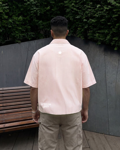Greatest Pink Half Sleeve Striped Shirt