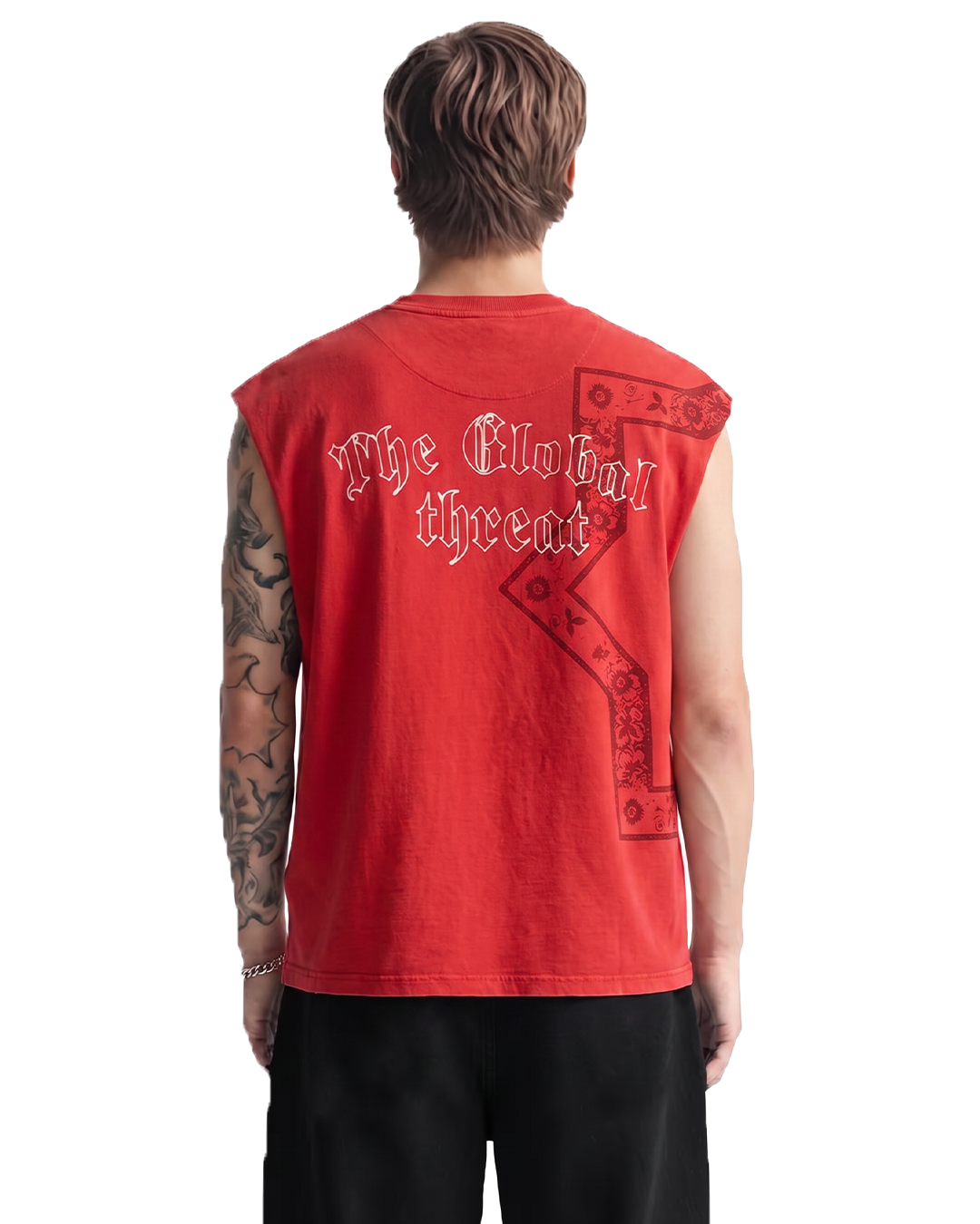 Global Threat Red Acid Wash Boxy Vest