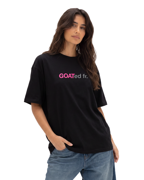 Goat Breakfast Black Heavyweight T-shirt For Women.