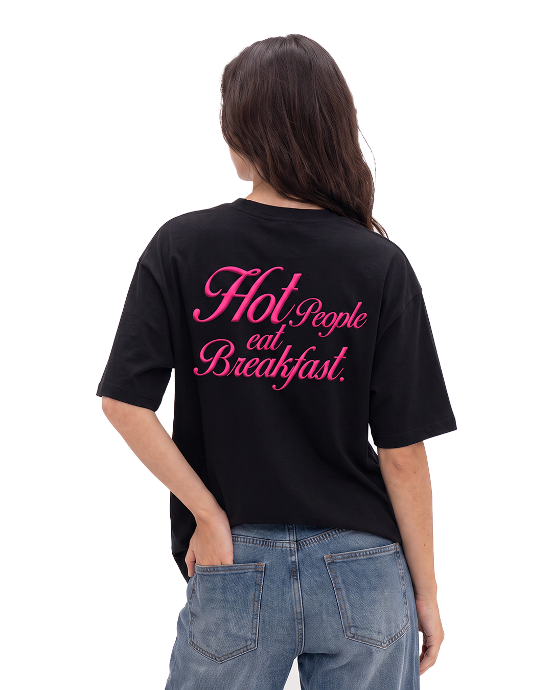 Goat Breakfast Black Heavyweight T-shirt For Women.
