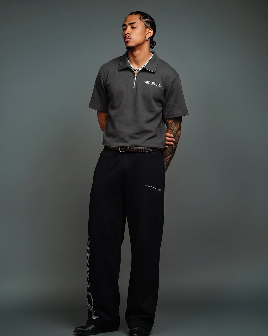 Grey Polo With Zip