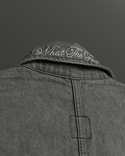 Grey Long Sleeve Stitched Denim Overshirt