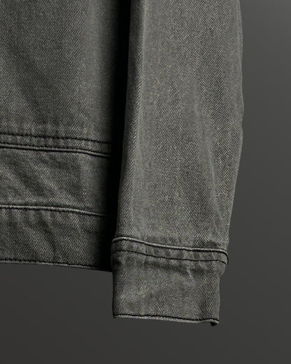 Grey Long Sleeve Stitched Denim Overshirt