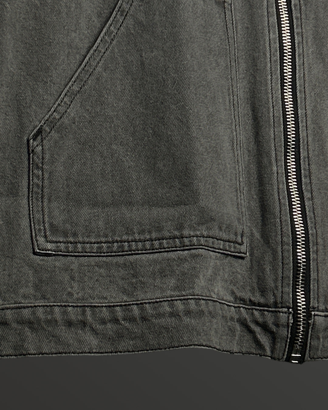 Grey Long Sleeve Stitched Denim Overshirt