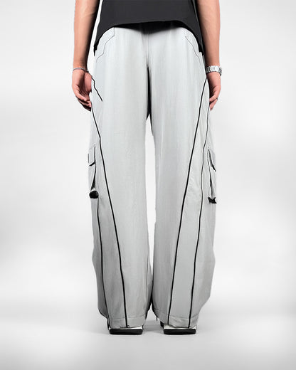 Grey Edgy Parachute Pants