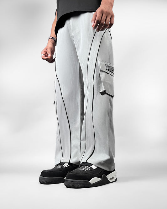 Grey Edgy Parachute Pants