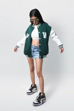 Aesthetic Awareness Green Varsity Jacket