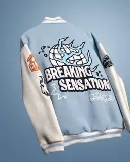 Breaking Sensation Light Blue Varsity Jacket