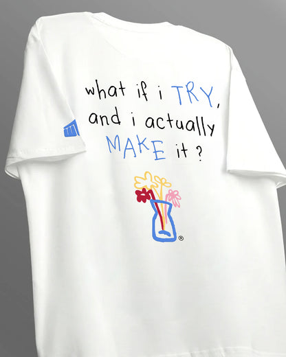 I Try White Boxy-Fit T-Shirt