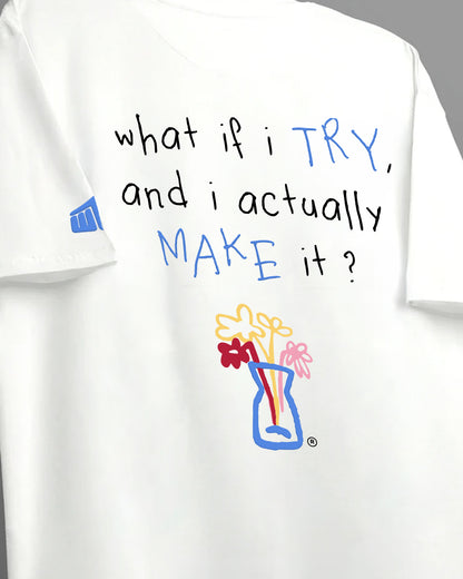 I Try White Boxy-Fit T-Shirt