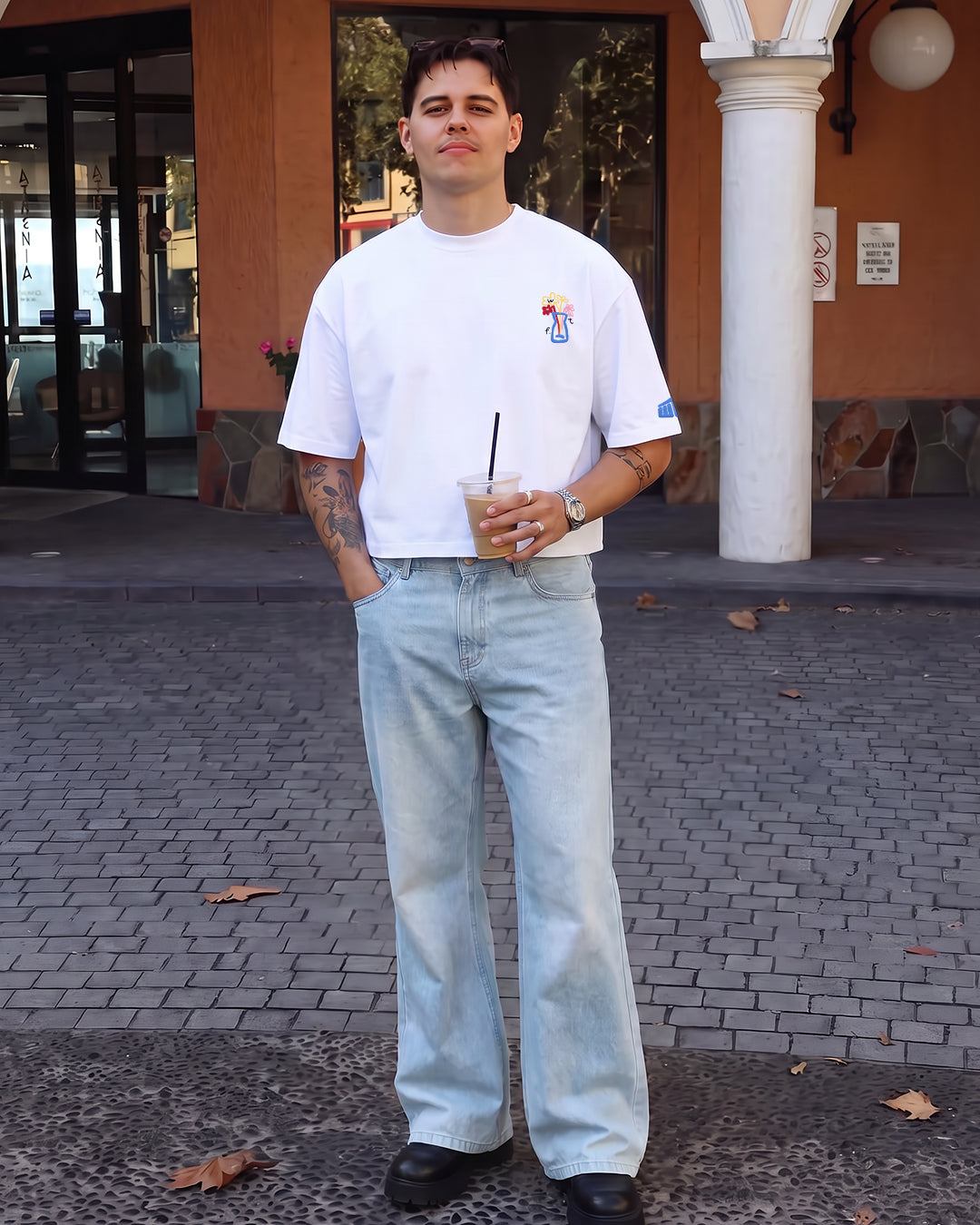 I Try White Boxy-Fit T-Shirt