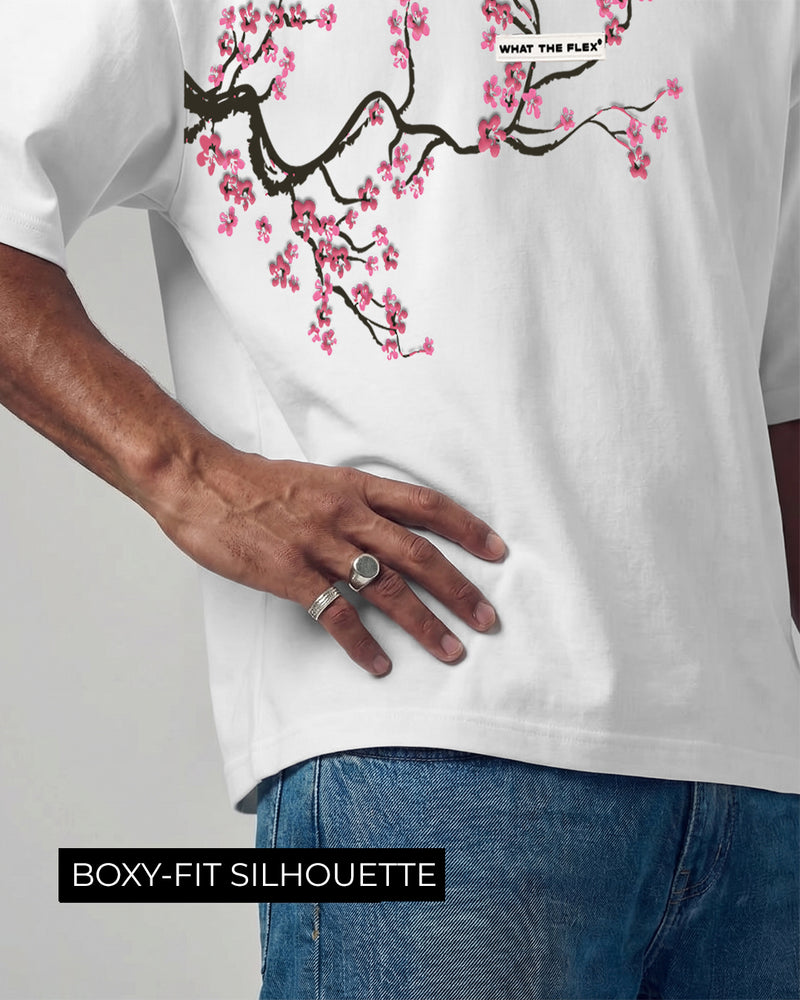 Lost Bloom Boxy-Fit White T-shirt