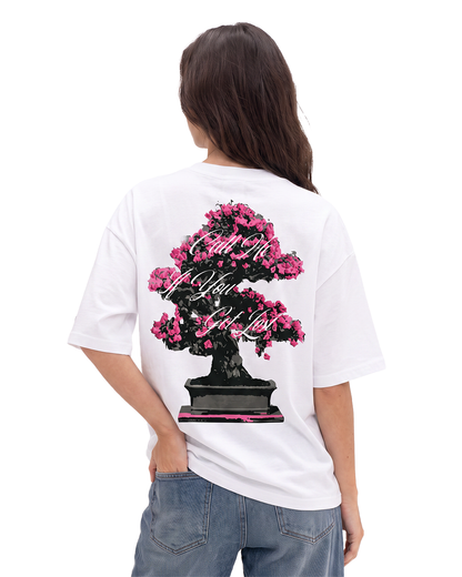Lost Bloom Boxy-Fit White T-shirt For Women.