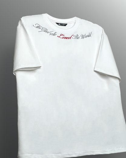Lost Scriptures White Embroidery T-Shirt