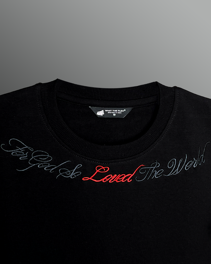 Lost Scriptures Black Embroidery T-Shirt