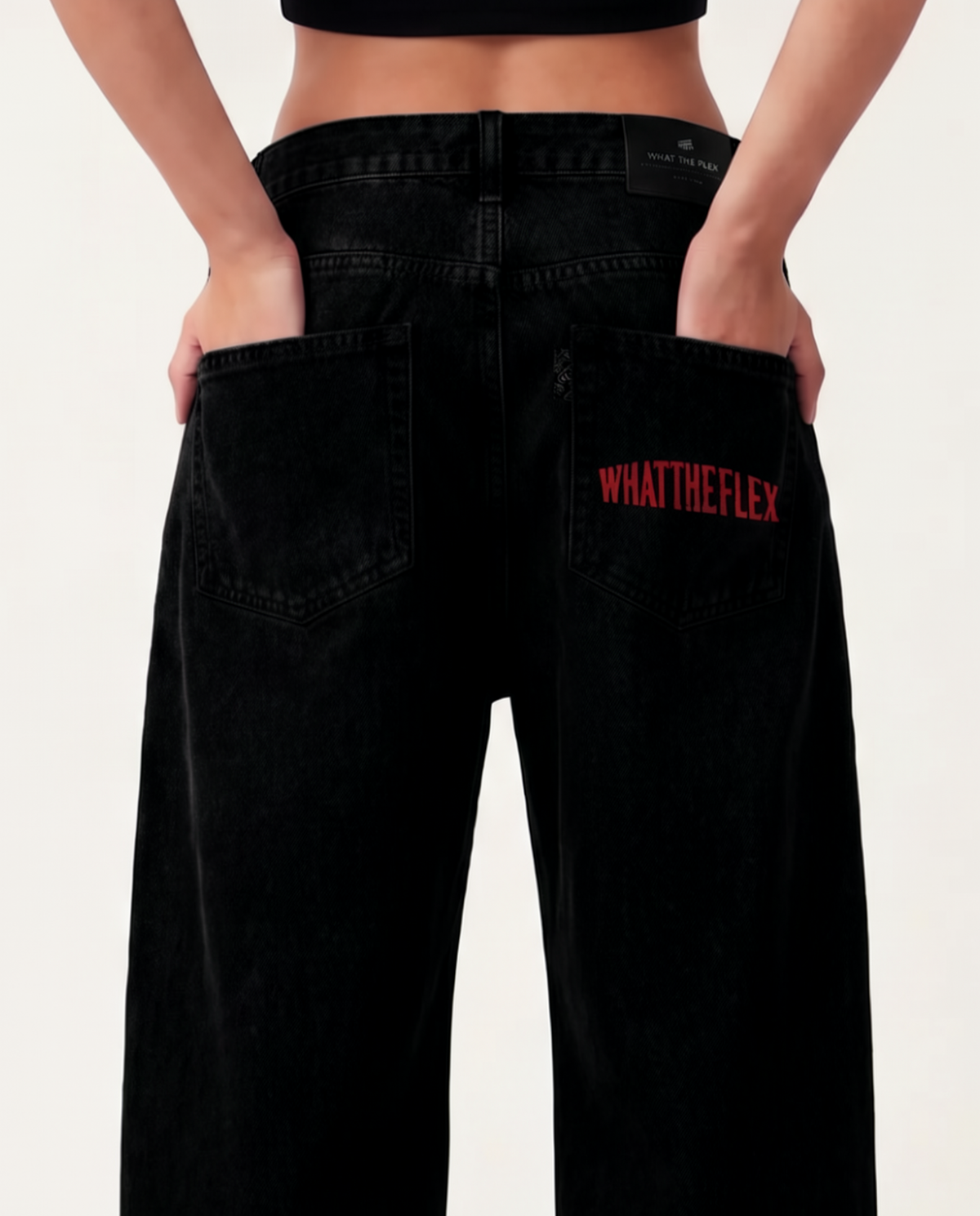 Veins Black Baggy Jeans For Women.