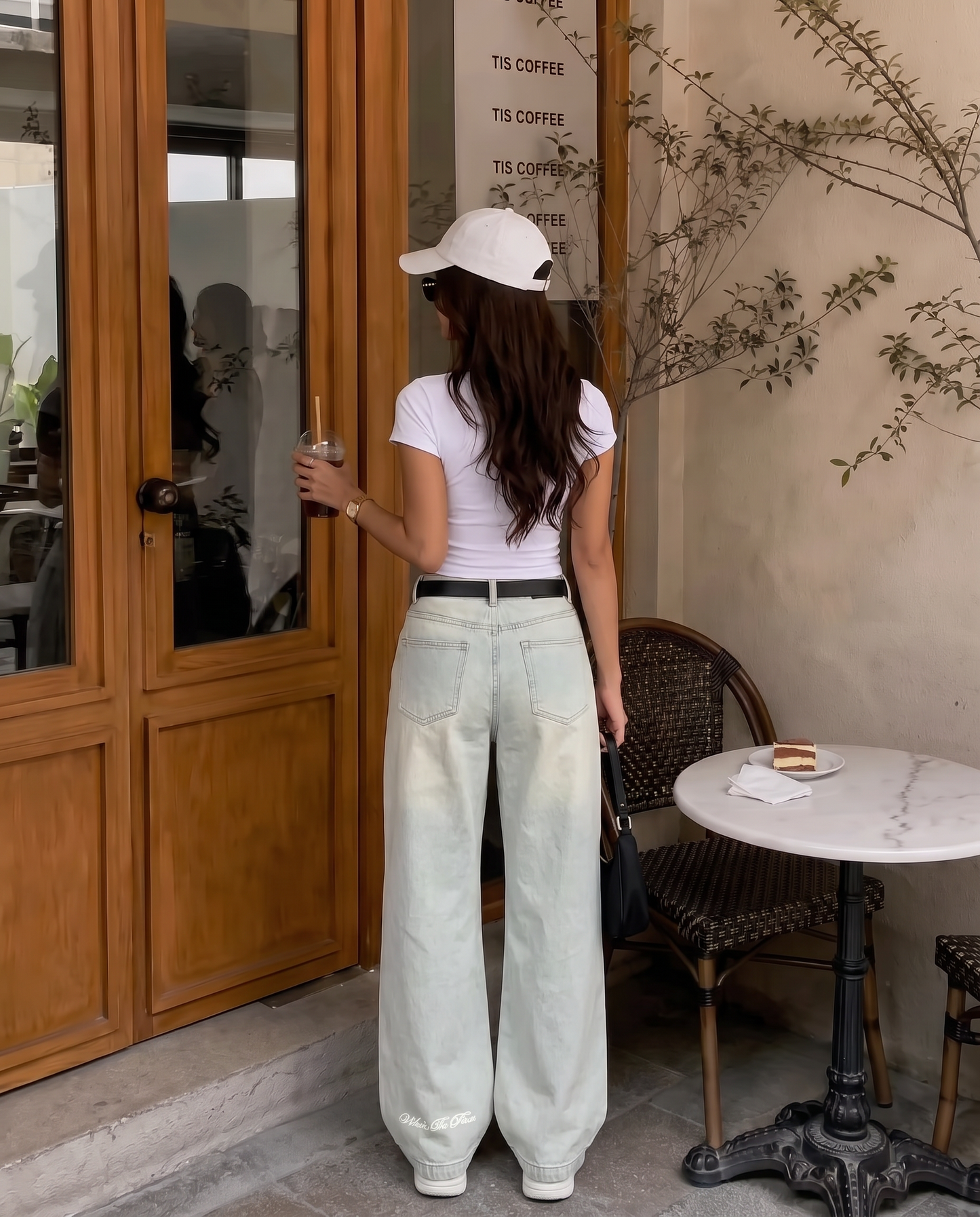 Ice Blue Rugged Baggy Jeans For Women