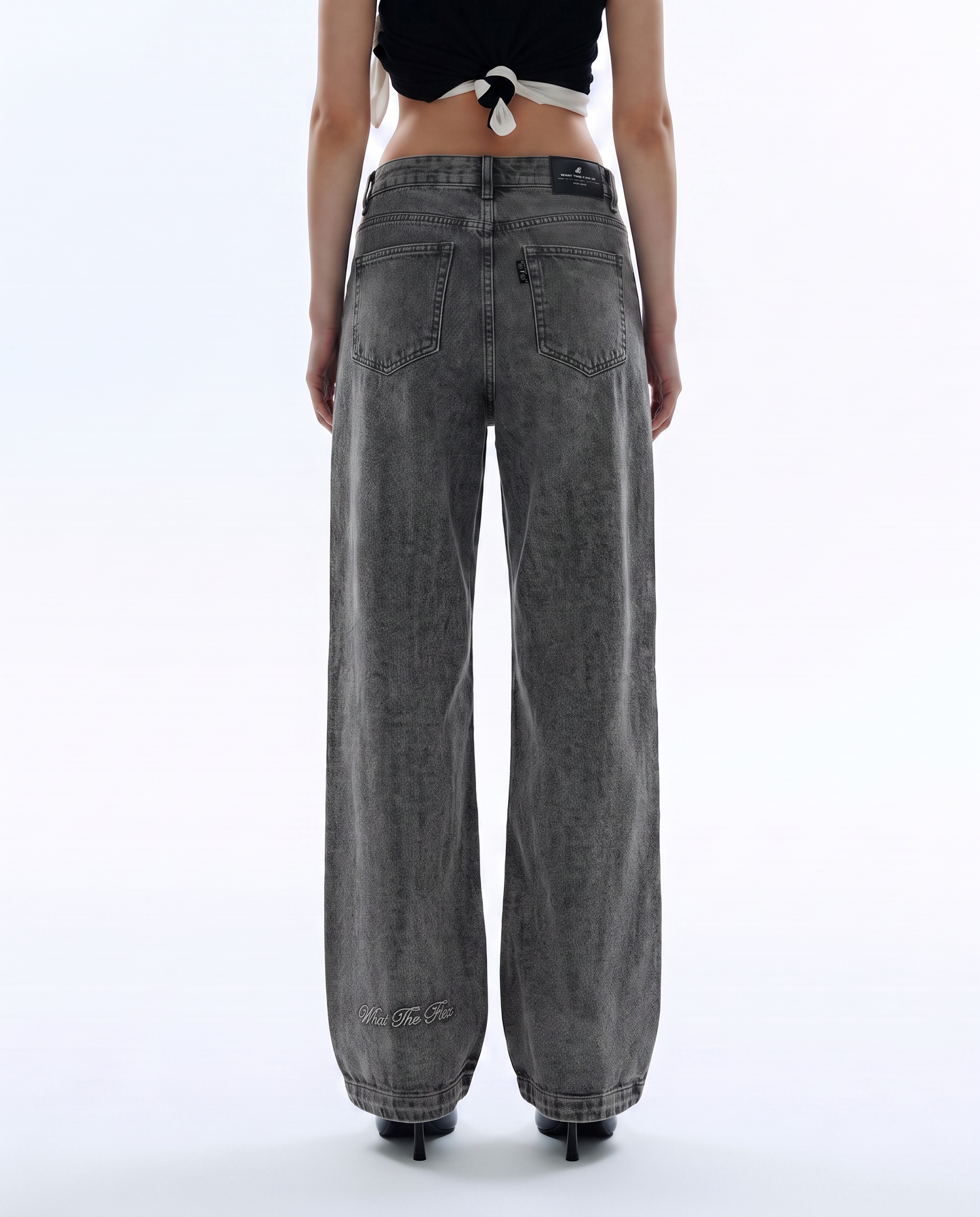 Black Rugged Baggy Jeans For Women