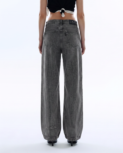 Black Rugged Baggy Jeans For Women