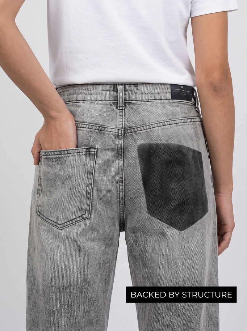 The Flex Symbol Grey Baggy Jeans For Women.