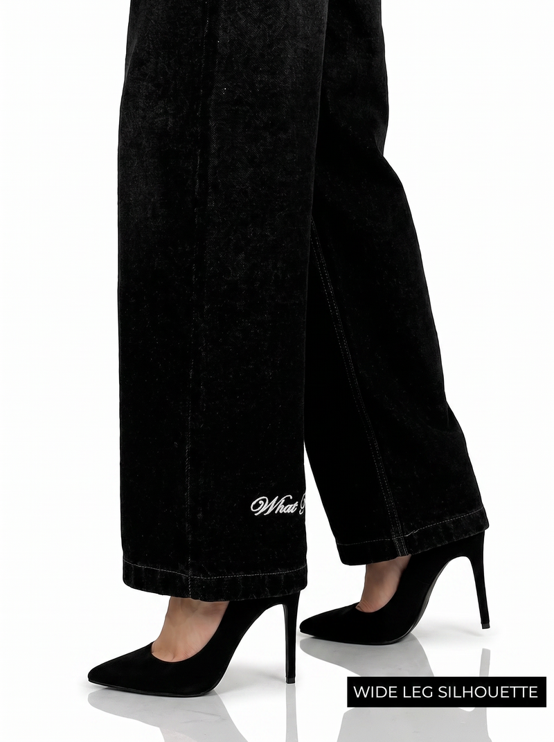 Midnight Black Baggy Jeans For Women.