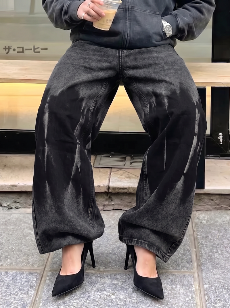 Nightmare Grey Baggy Jeans For Women.