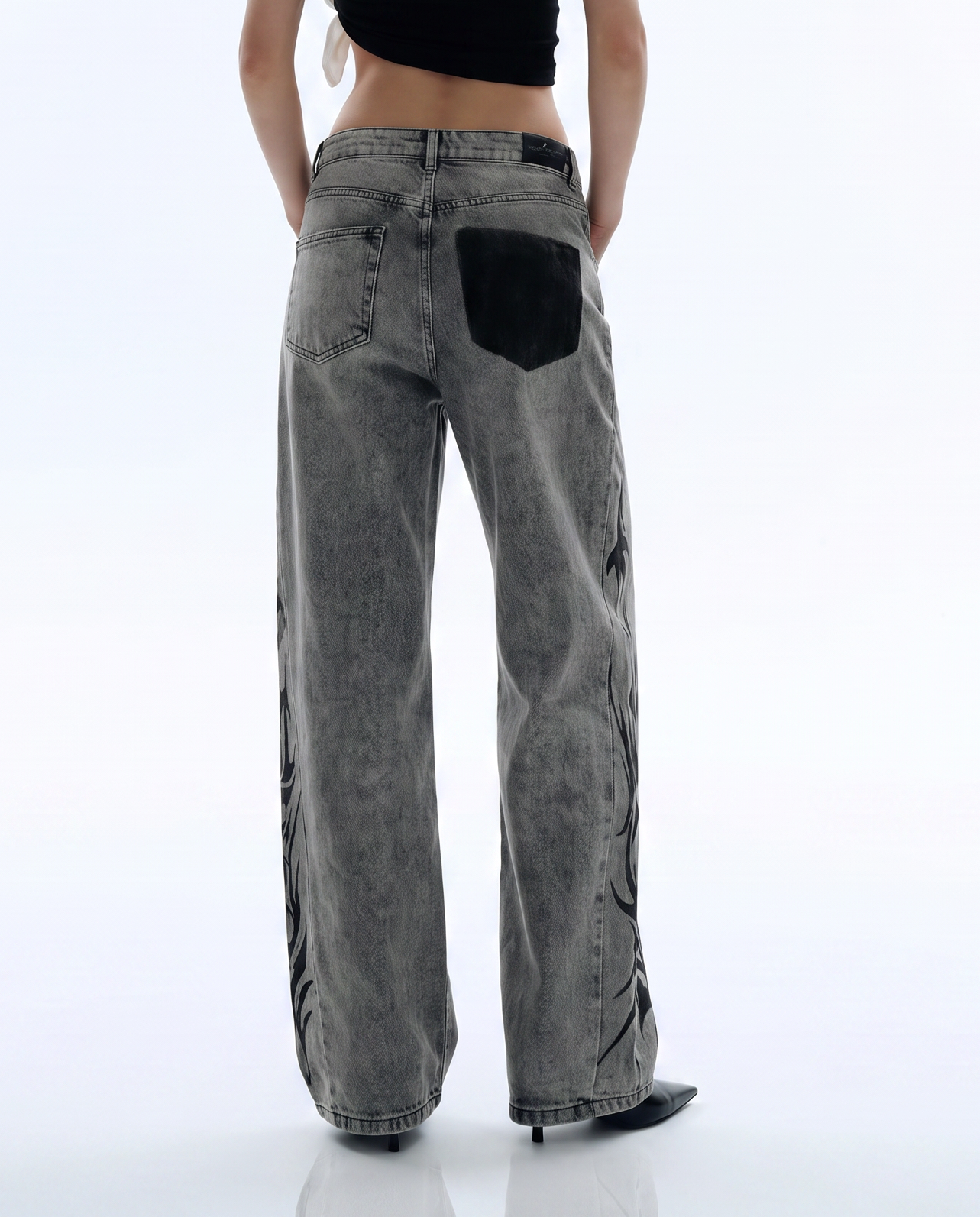The Flex Symbol Grey Baggy Jeans For Women.